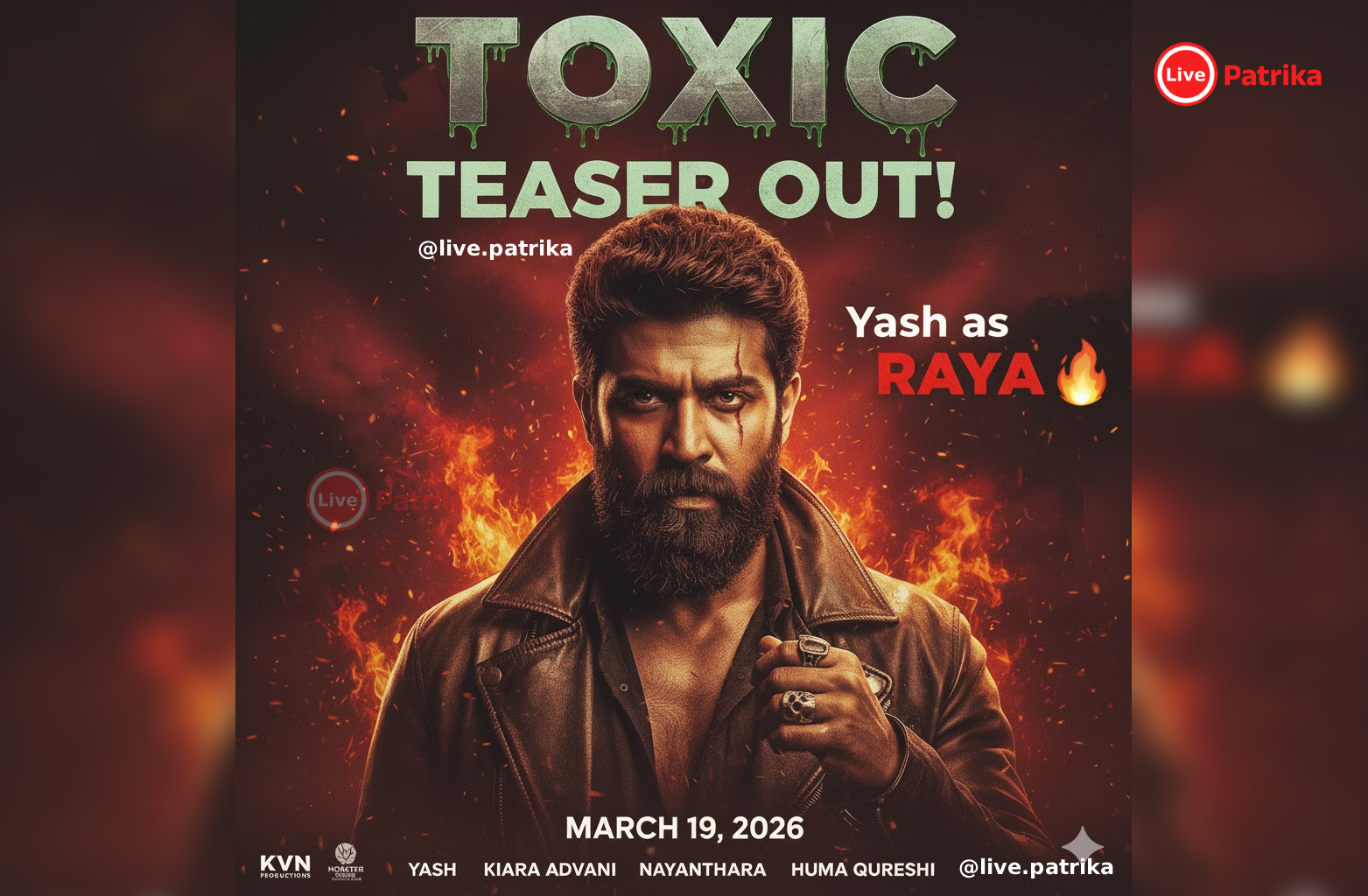 Toxic Movie Teaser Out: Rocking Star Returns as Raya in High-Octane ‘Fairytale for Grown-Ups’
